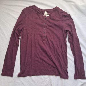 Nwt Pact Women's Plum Long Sleeve Tee 100% Organic Cotton
